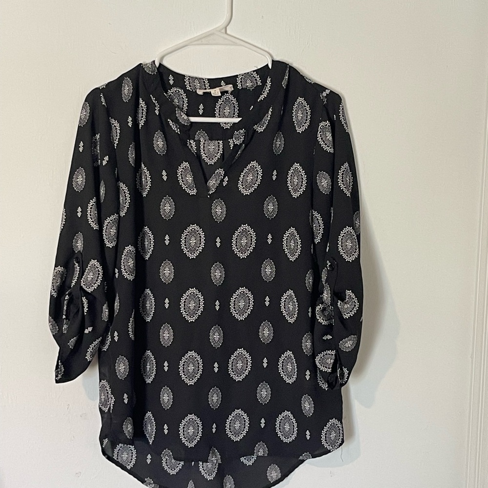 Pink Republic Black and White Patterned Blouse